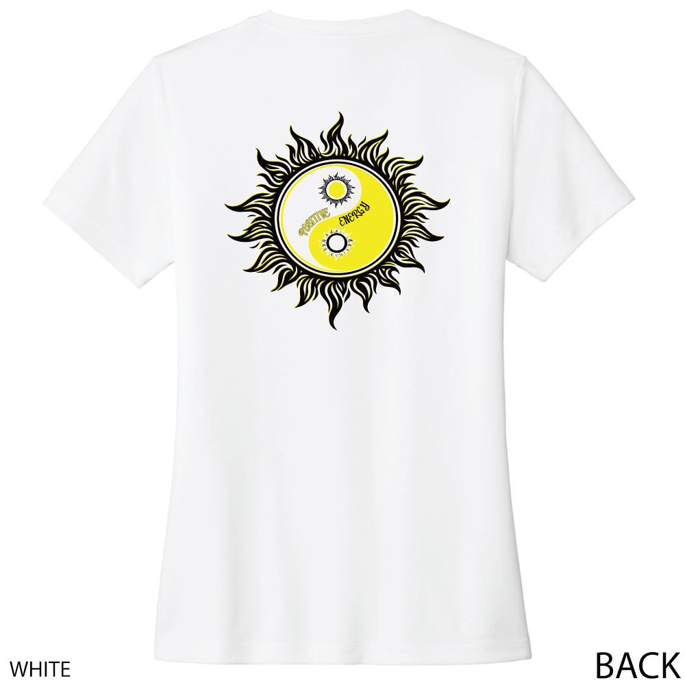 Beach Squad shirt ladies performance short sleeve yin yang sun white back